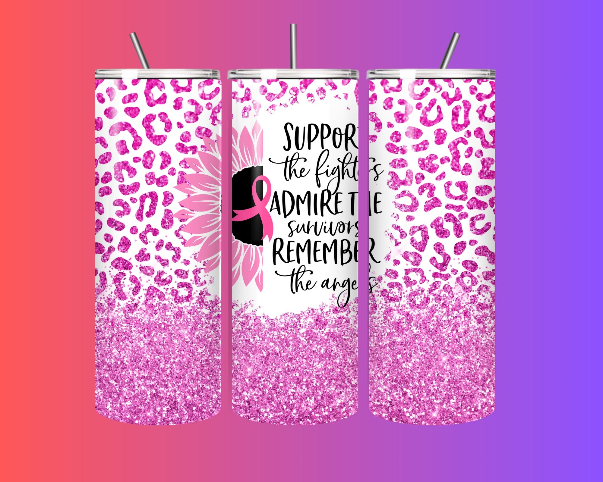 ✨ Pink Power Glitter Tumbler – Strength, Sparkle & Support! ✨