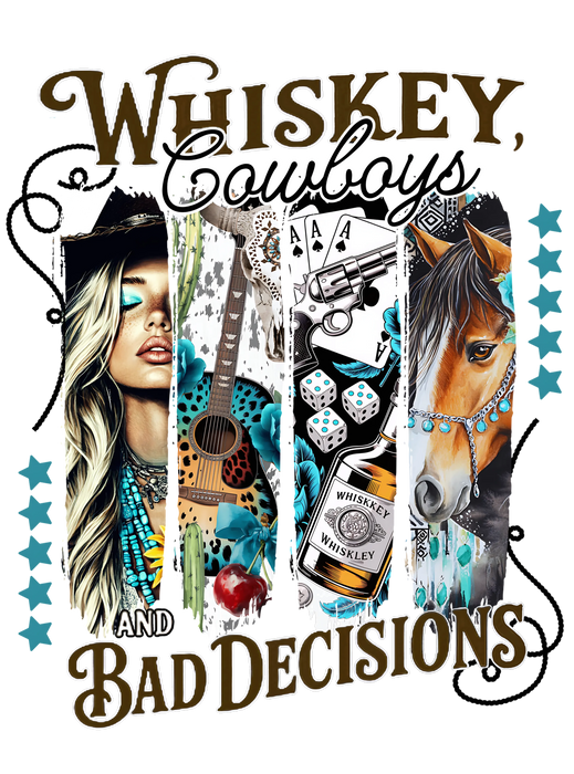 🔥 Whiskey, Cowboys & Bad Decisions Tee 🔥