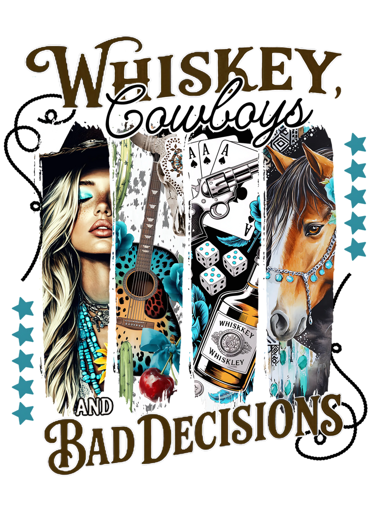 🔥 Whiskey, Cowboys & Bad Decisions Tee 🔥