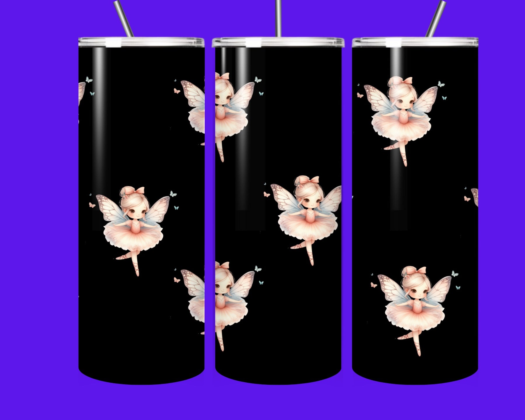 ✨ Enchanted Fairy Ballerina Tumbler – 20oz Stainless Steel with Straw ✨