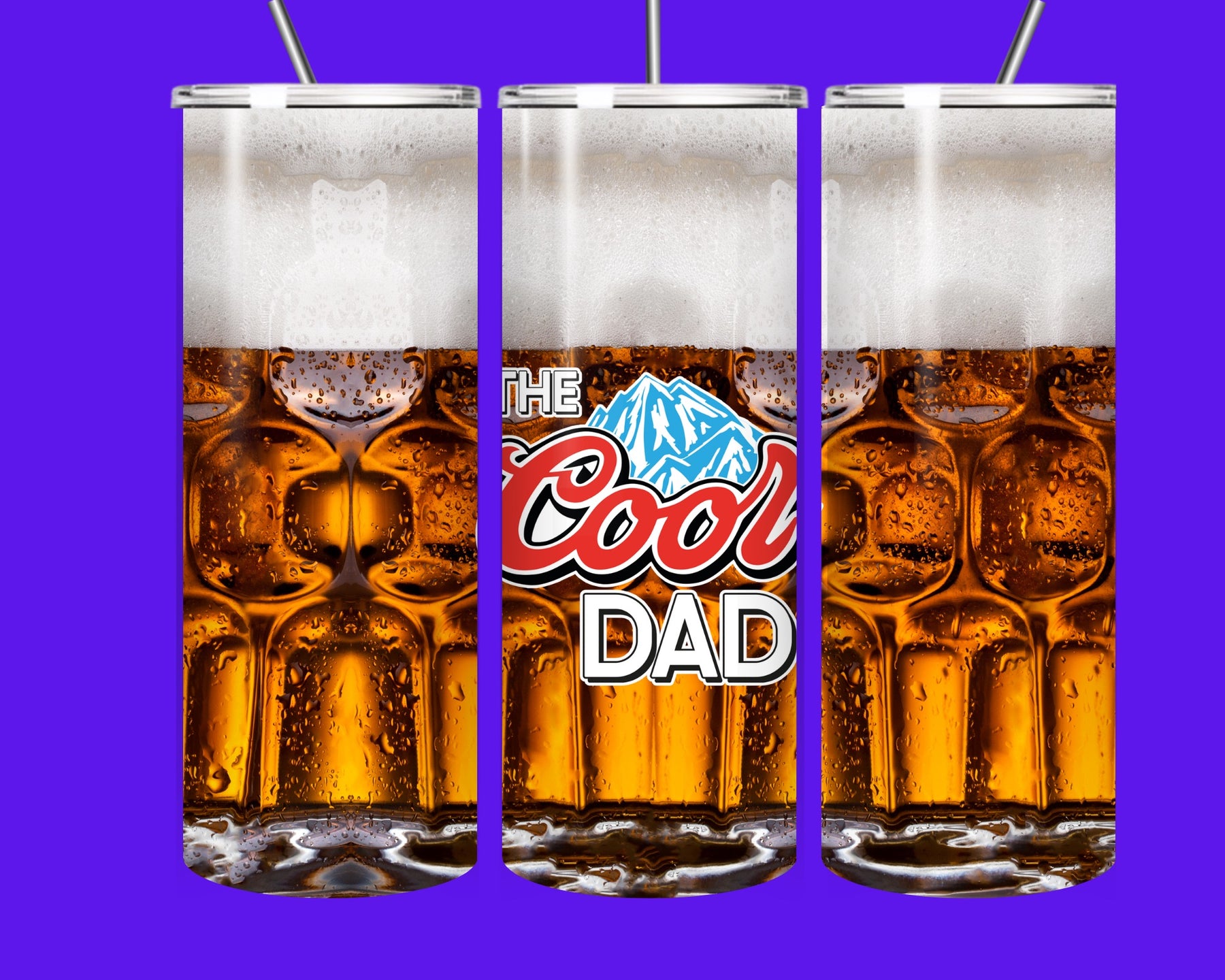 The Cool Dad Beer Glass Tumbler – 20oz Stainless Steel with Straw 🍺❄️
