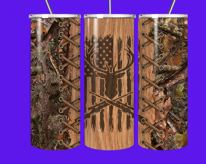 🦌 Rustic Hunter’s Dream Tumbler – 20oz Stainless Steel with Straw 🎯
