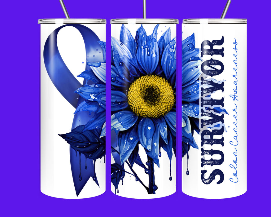 💙 Colon Cancer Survivor 20oz Tumbler – Strength, Hope & Awareness 💪