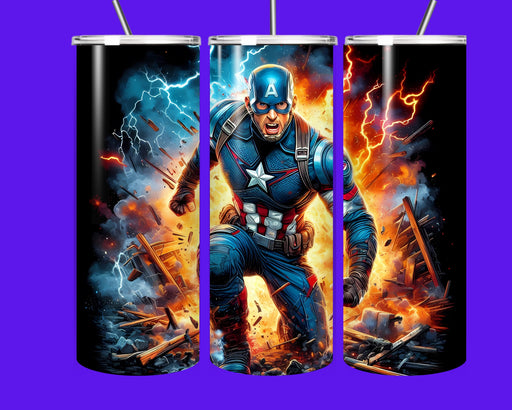 Superhero Action Explosion Tumbler – 20oz Stainless Steel Insulated Cup with Straw | Comic Style Drinkware Gift