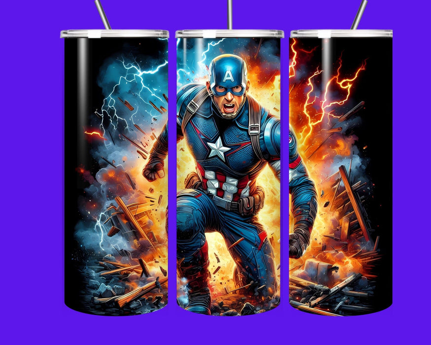 Superhero Action 20oz Tumbler | Insulated Stainless Steel Cup with Straw