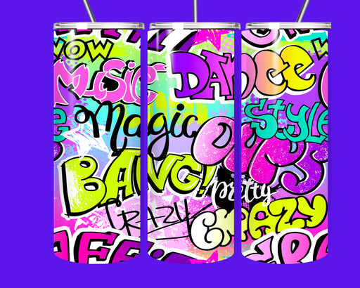 Magic Babe Graffiti Style 20oz Tumbler with Straw – Colorful Pop Art Insulated Cup – Fun Gift Drinkware