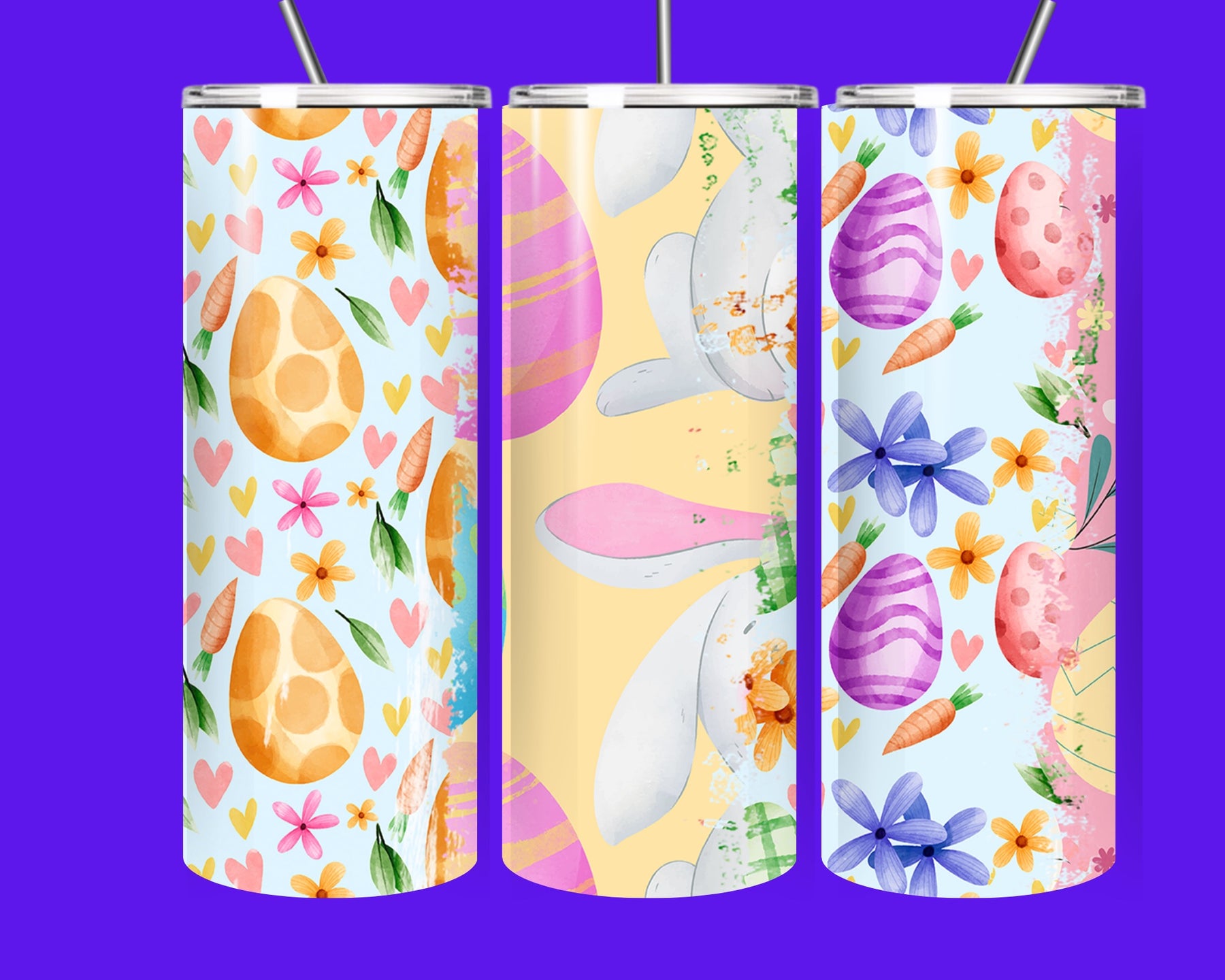 🌷✨ SEO-Optimized Product Title (Shopify & Google)  Easter Bunny & Egg Floral 20oz Skinny Tumbler with Straw – Spring Carrot & Flower Design Reusable Cup