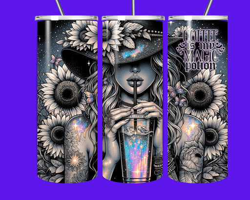 🌻✨ Coffee Is My Magic Potion Tumbler – 20oz Stainless Steel with Straw