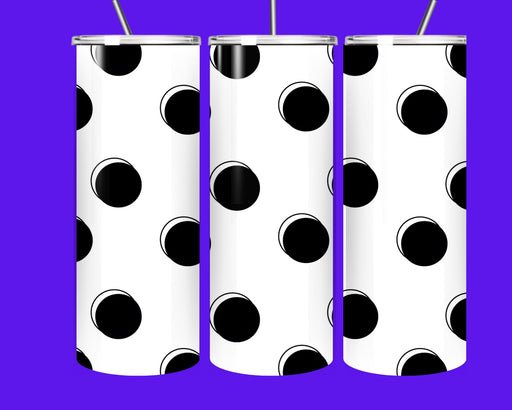 Black & White Polka Dot 20oz Skinny Tumbler with Straw – Insulated Stainless Steel Coffee & Cold Drink Cup