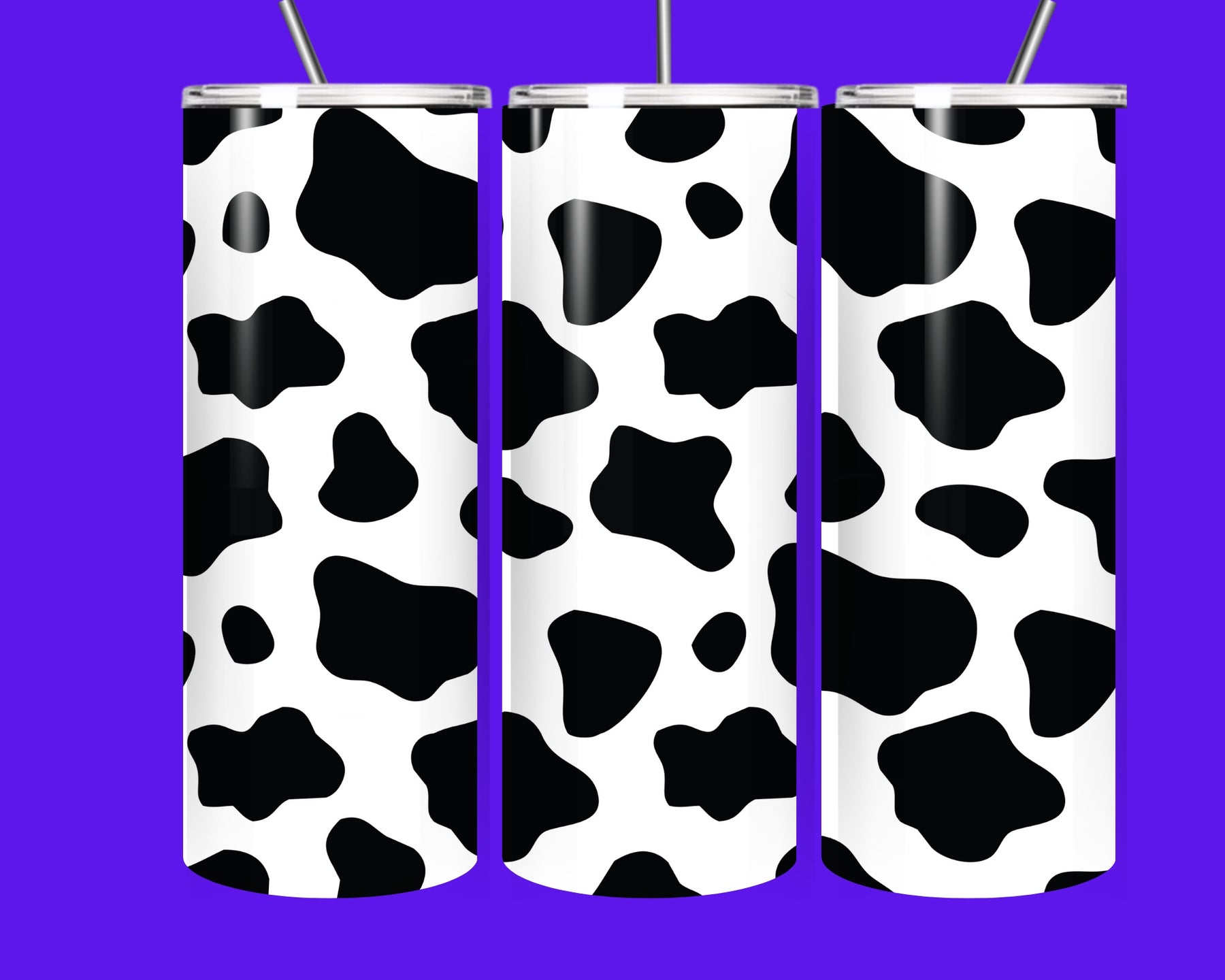 Cow Print 20oz Stainless Steel Tumbler with Straw – Insulated Farmhouse Coffee Cup Gift