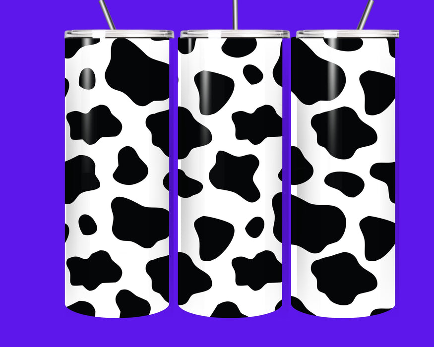 Cow Print 20oz Stainless Steel Tumbler with Straw – Insulated Farmhouse Coffee Cup Gift