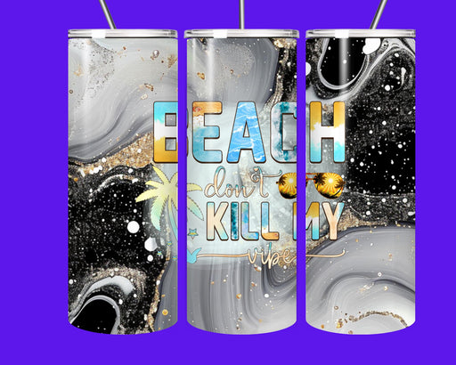 🌴 Beach Don’t Kill My Vibe 20oz Tumbler | Insulated Stainless Steel Beach Cup with Lid & Straw