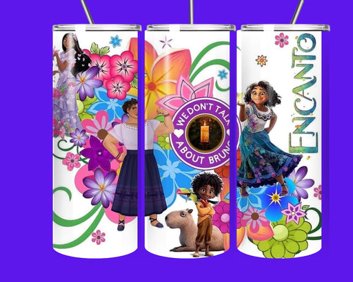 Encanto Inspired 20oz Stainless Steel Tumbler with Straw – We Don’t Talk About Bruno Floral Travel Cup Gift for Her
