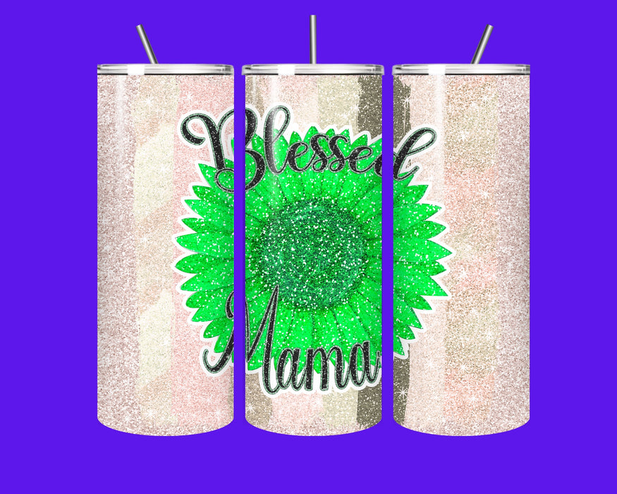🌻✨ Blessed Mama Glitter Tumbler ✨🌻