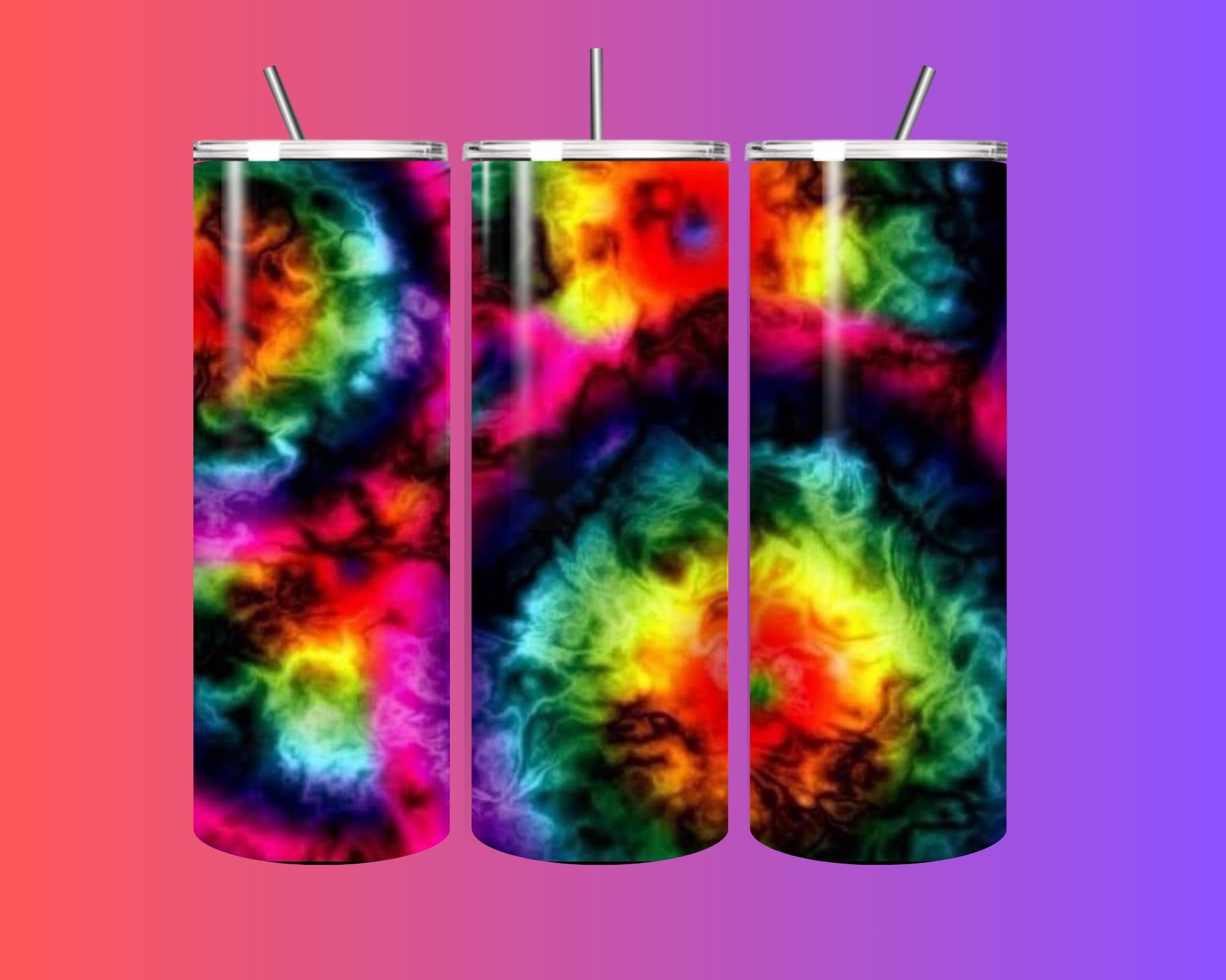 🌈 Vibrant Rainbow Tie-Dye 20oz Tumbler – Sip Happy, Live Bright! ✨