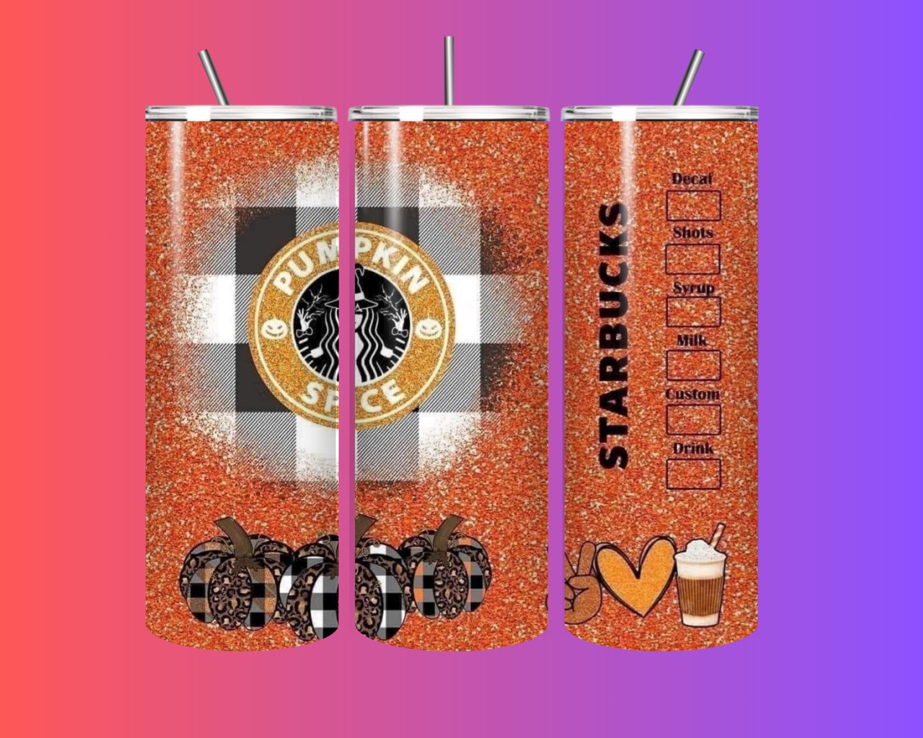 🎃 Pumpkin Spice Vibes Only – 20oz Starbucks-Inspired Tumbler ✨