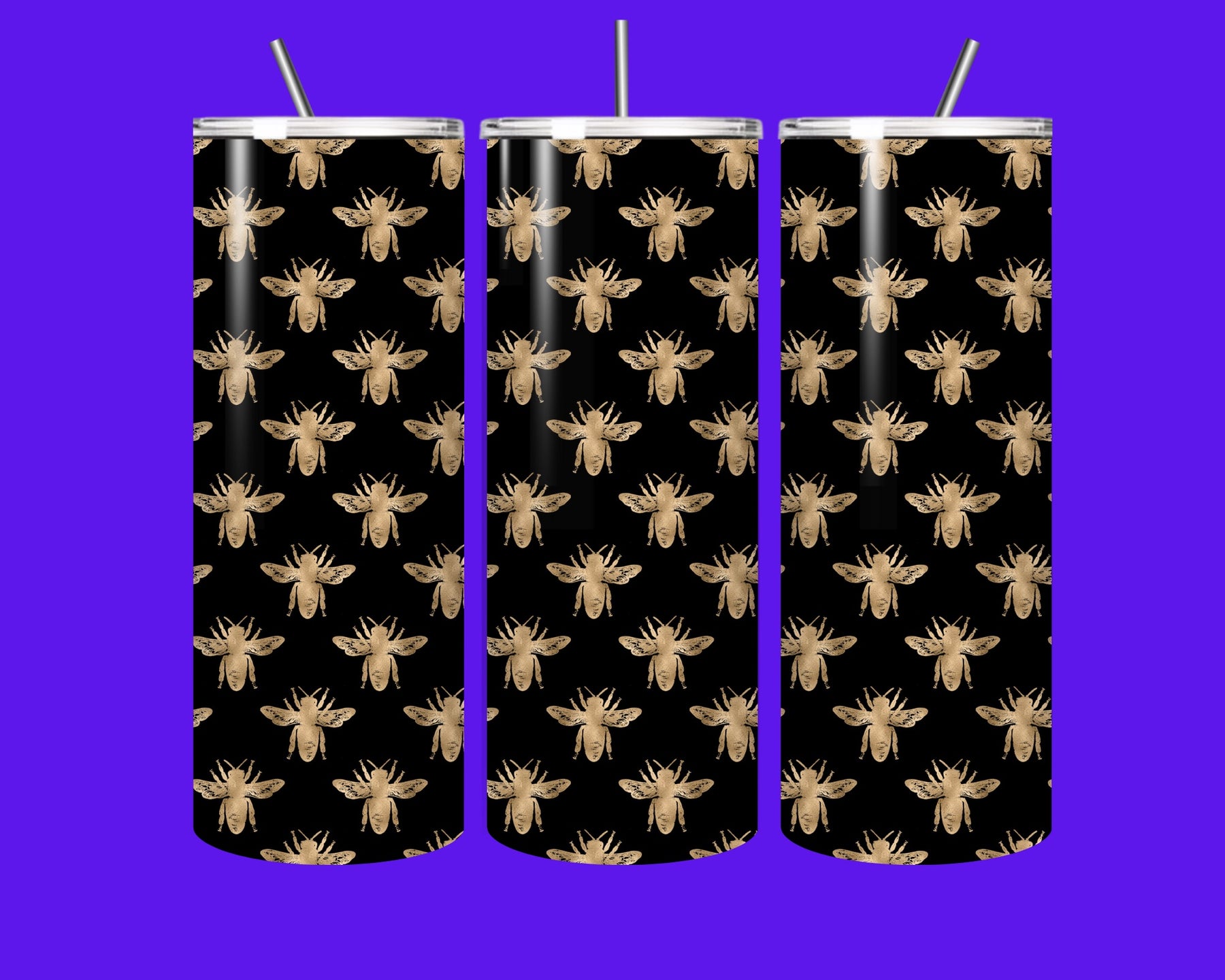 🐝✨ Gold Bee Luxe Tumbler – 20oz Spill-Proof Bliss ✨🐝