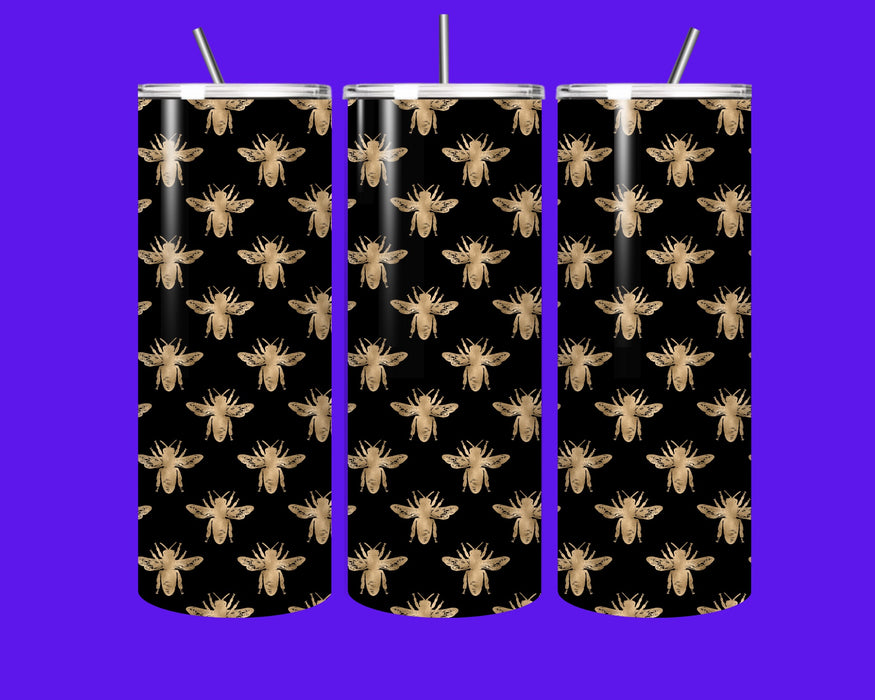 🐝✨ Gold Bee Luxe Tumbler – 20oz Spill-Proof Bliss ✨🐝