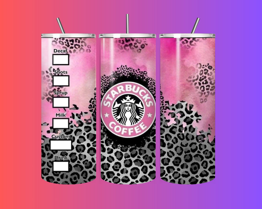 🌸 Pink Leopard Starbucks-Inspired 20oz Tumbler with Straw 🐆✨