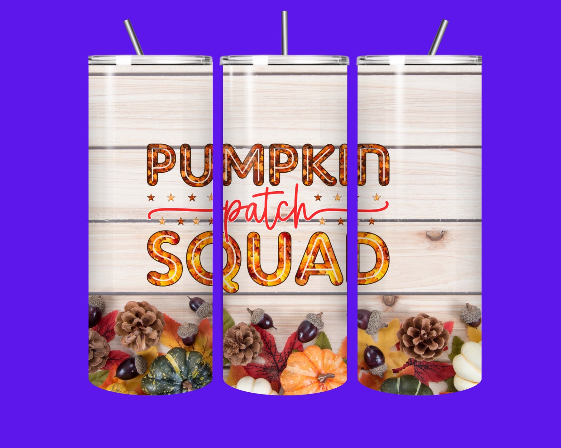 🎃 Pumpkin Patch Squad Tumbler – 20oz Stainless Steel with Straw 🌟