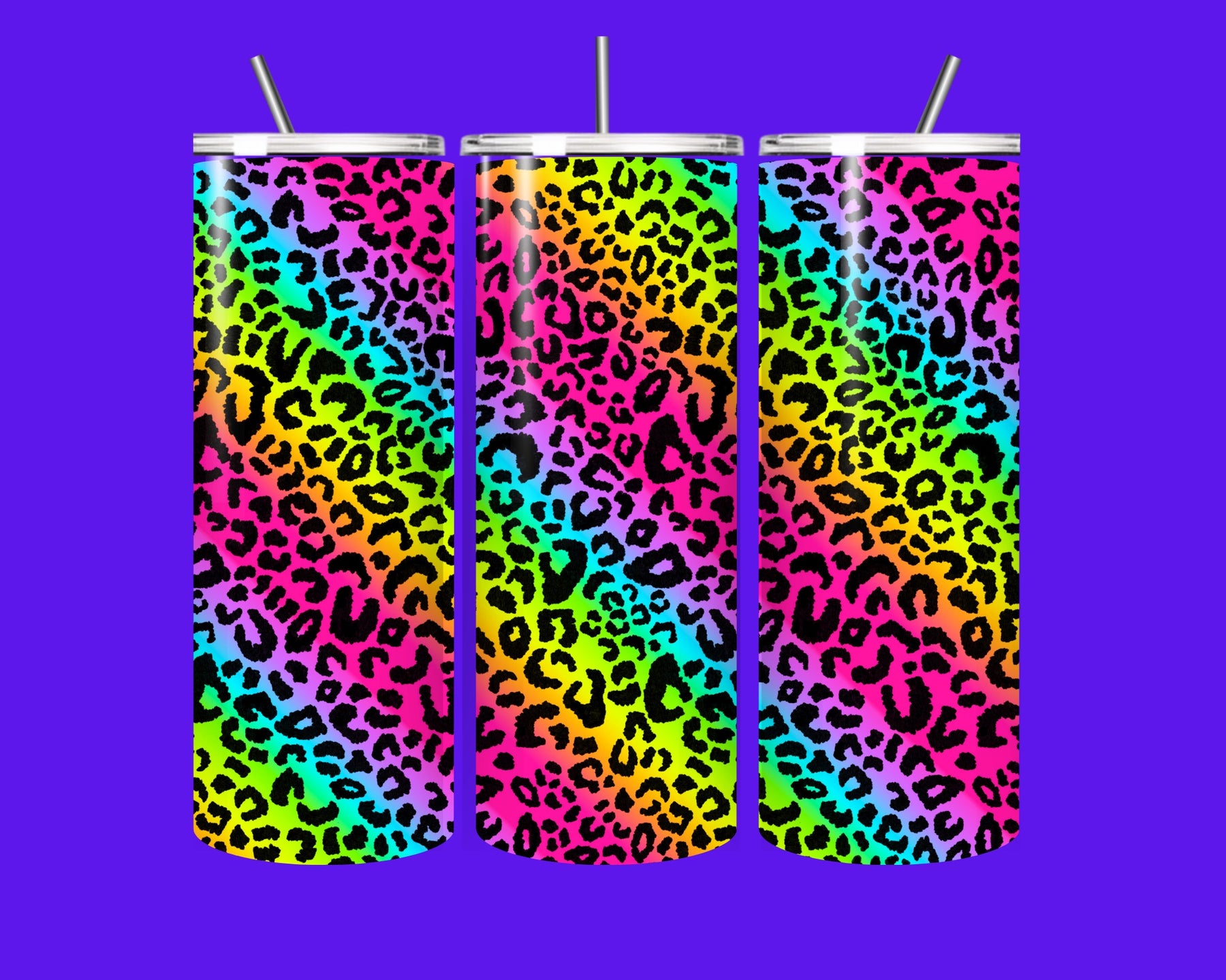 🌈 Wild & Fierce Rainbow Leopard 20oz Tumbler 🐆✨