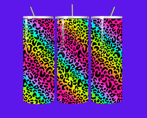 🌈 Wild & Fierce Rainbow Leopard 20oz Tumbler 🐆✨