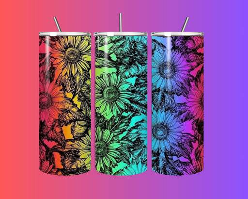 🌈 Sunflower Rainbow Bliss 20oz Tumbler w/ Straw 🌻✨