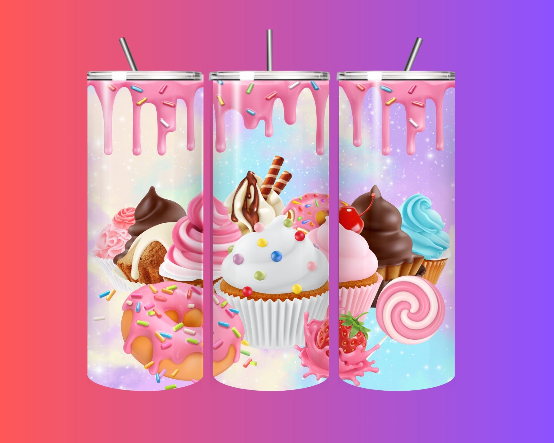 🍩✨ Sweet Treats Fantasy 20oz Tumbler with Straw ✨🧁