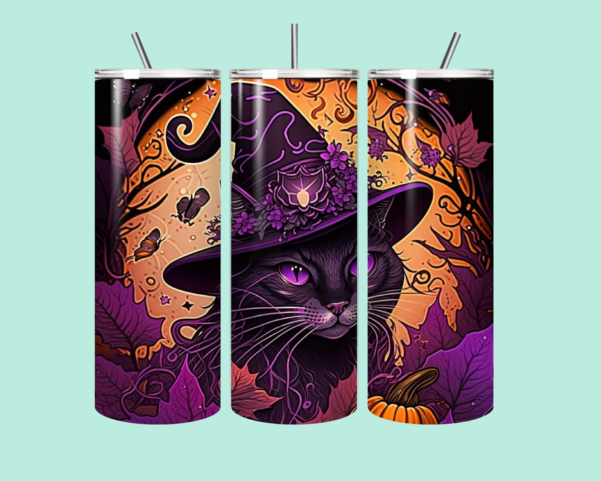 🎃✨ Black Cat Witchy Tumbler – Sip in Spooky Style! 🐈⬛🪄