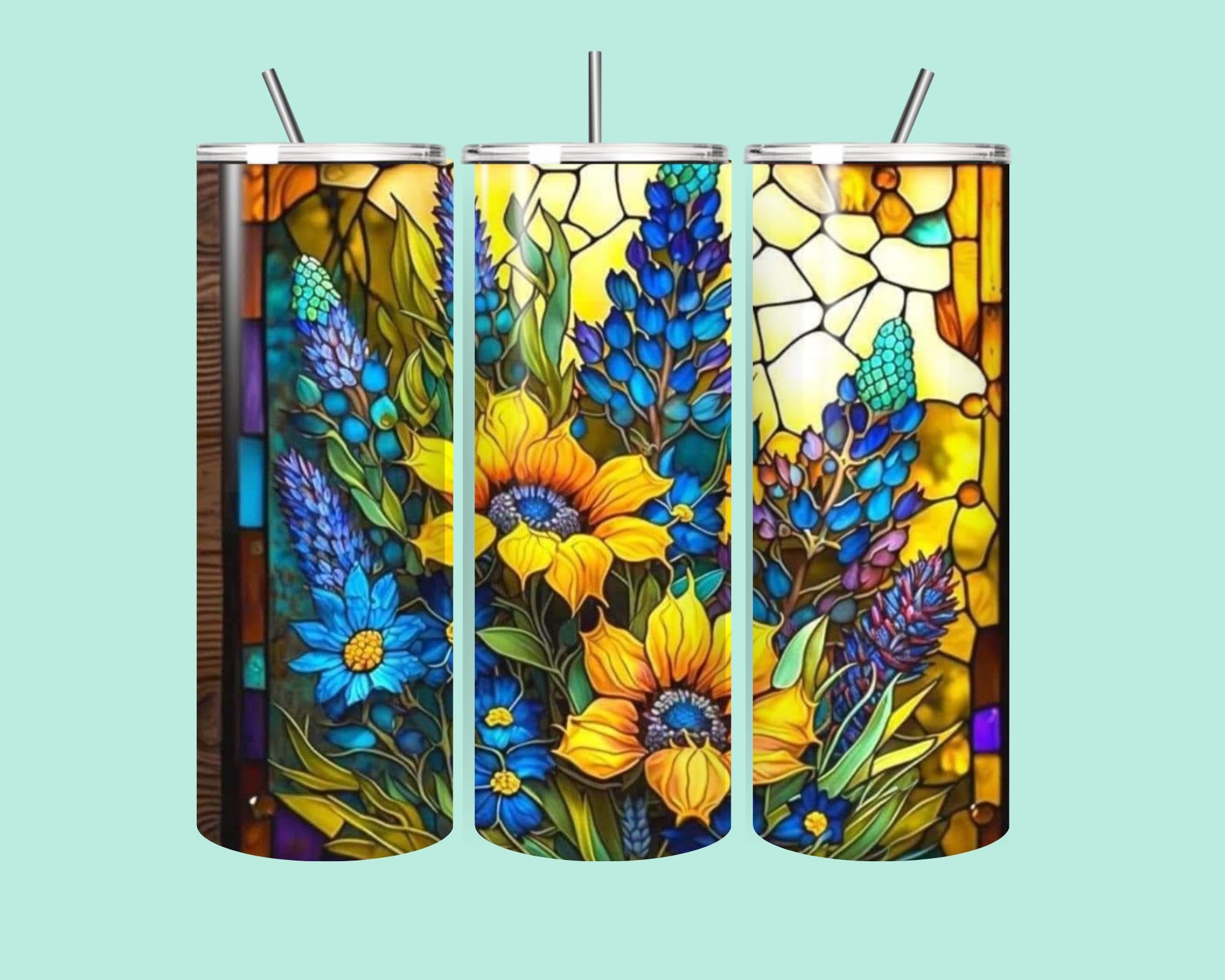 ✨ Stained Glass Sunflower Bliss Tumbler – 20oz of Pure Sunshine ✨