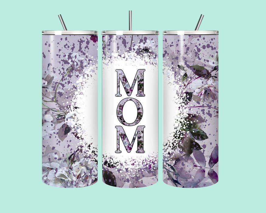 🌸 MOM Floral 20oz Tumbler – A Gift from the Heart 💜✨