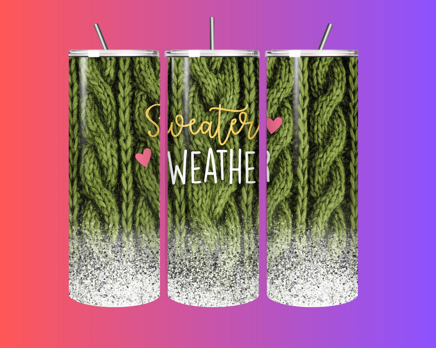 🍂 Cozy Sips Await – “Sweater Weather” 20oz Tumbler 🍂