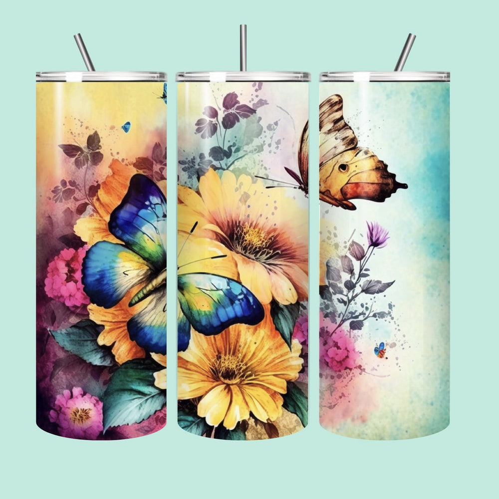 🌼🦋 “Butterfly Blooms” 20oz Tumbler – Where Nature Meets Your Sip! 🌈✨
