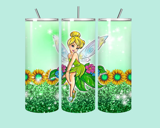 ✨Tinkerbell’s Sunflower Magic – 20oz Glitter Tumbler✨