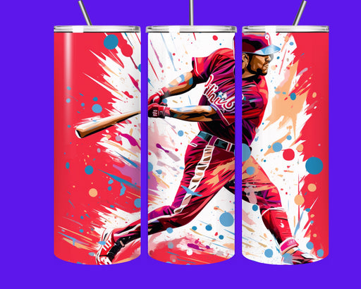 ⚾💥 Paint Splash Baseball Player 20oz Stainless Steel Tumbler