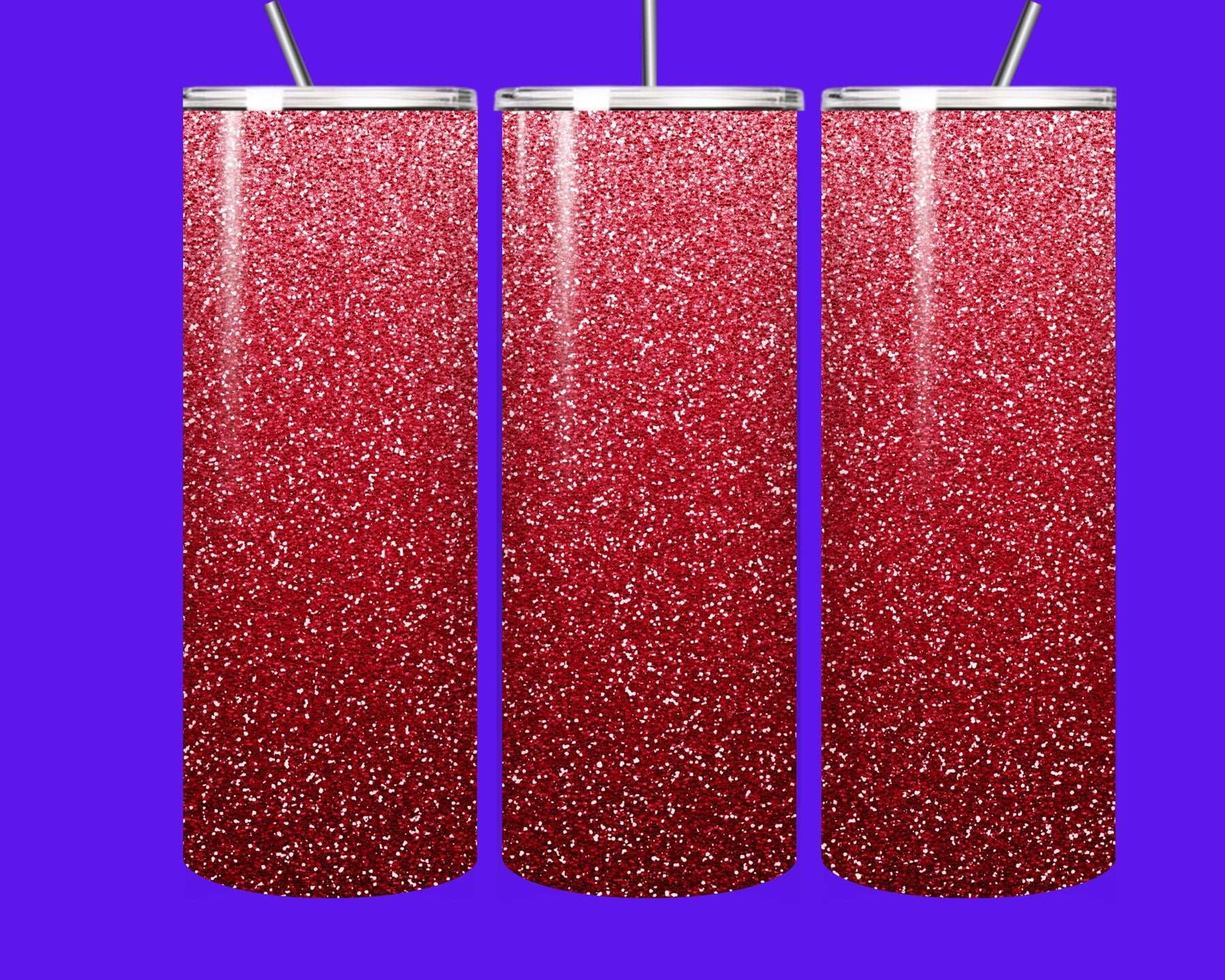 ✨ Red Glitter 20oz Skinny Tumbler with Straw – Sparkly Stainless Steel Insulated Travel Cup ✨