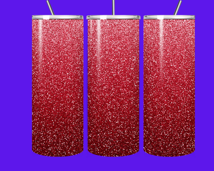✨ Red Glitter 20oz Skinny Tumbler with Straw – Sparkly Stainless Steel Insulated Travel Cup ✨