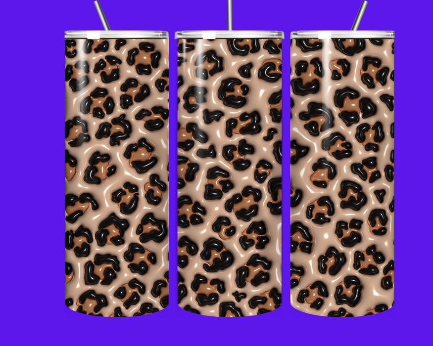 Leopard Print 20oz Stainless Steel Tumbler with Straw – Insulated Reusable Animal Print Travel Cup