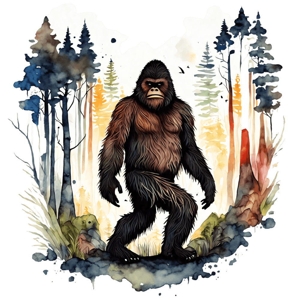 Bigfoot in the Wild – Mystical Forest Art Print 🐾