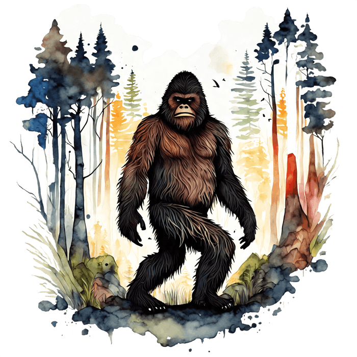 Bigfoot in the Wild – Mystical Forest Art Print 🐾