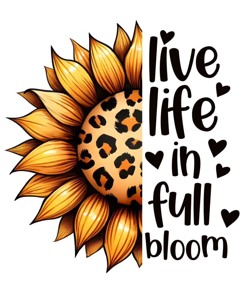 🌻 Live Life in Full Bloom – Sunflower & Leopard Print Tee 🌻