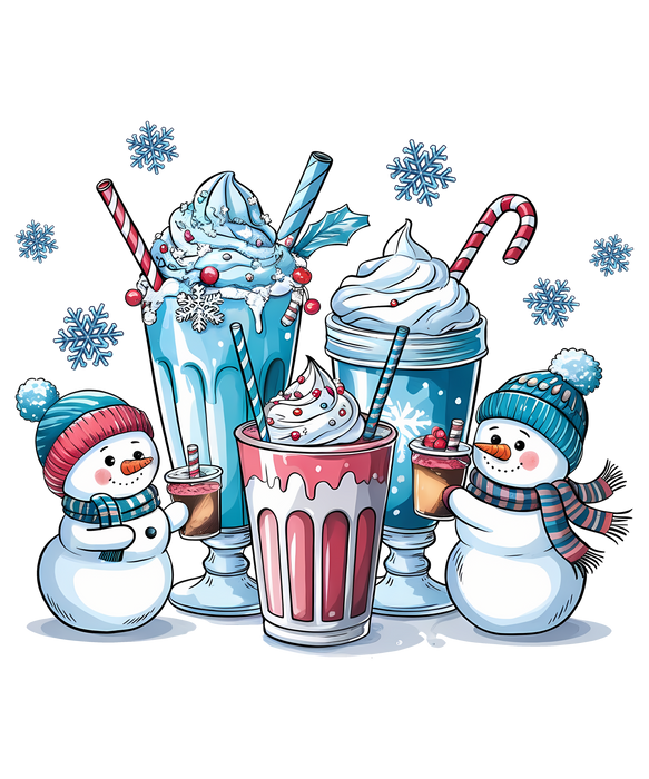 ❄️ Frosty Fun Snowman & Milkshake Tee 🎄🥤