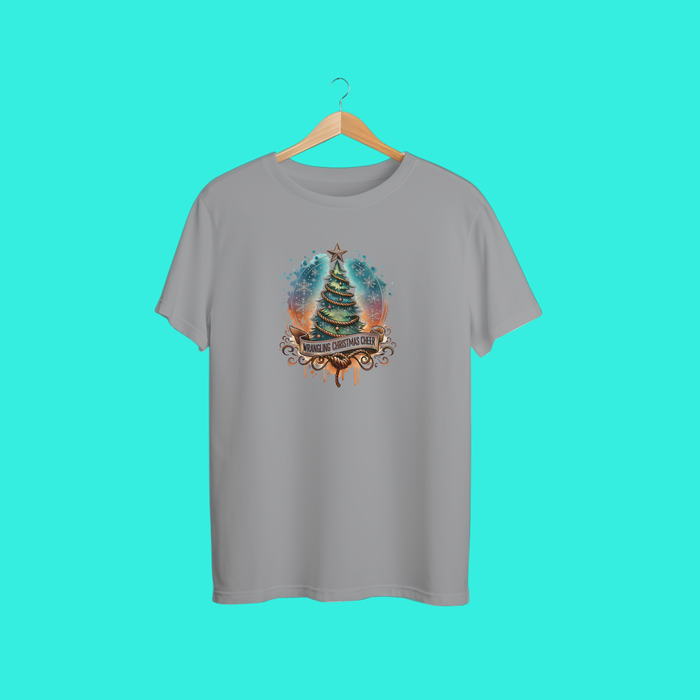 “Wrangling Christmas Cheer Shirt – Festive Holiday Graphic Tee with Christmas Tree Design, Funny Unisex Christmas Gift” 🎄✨