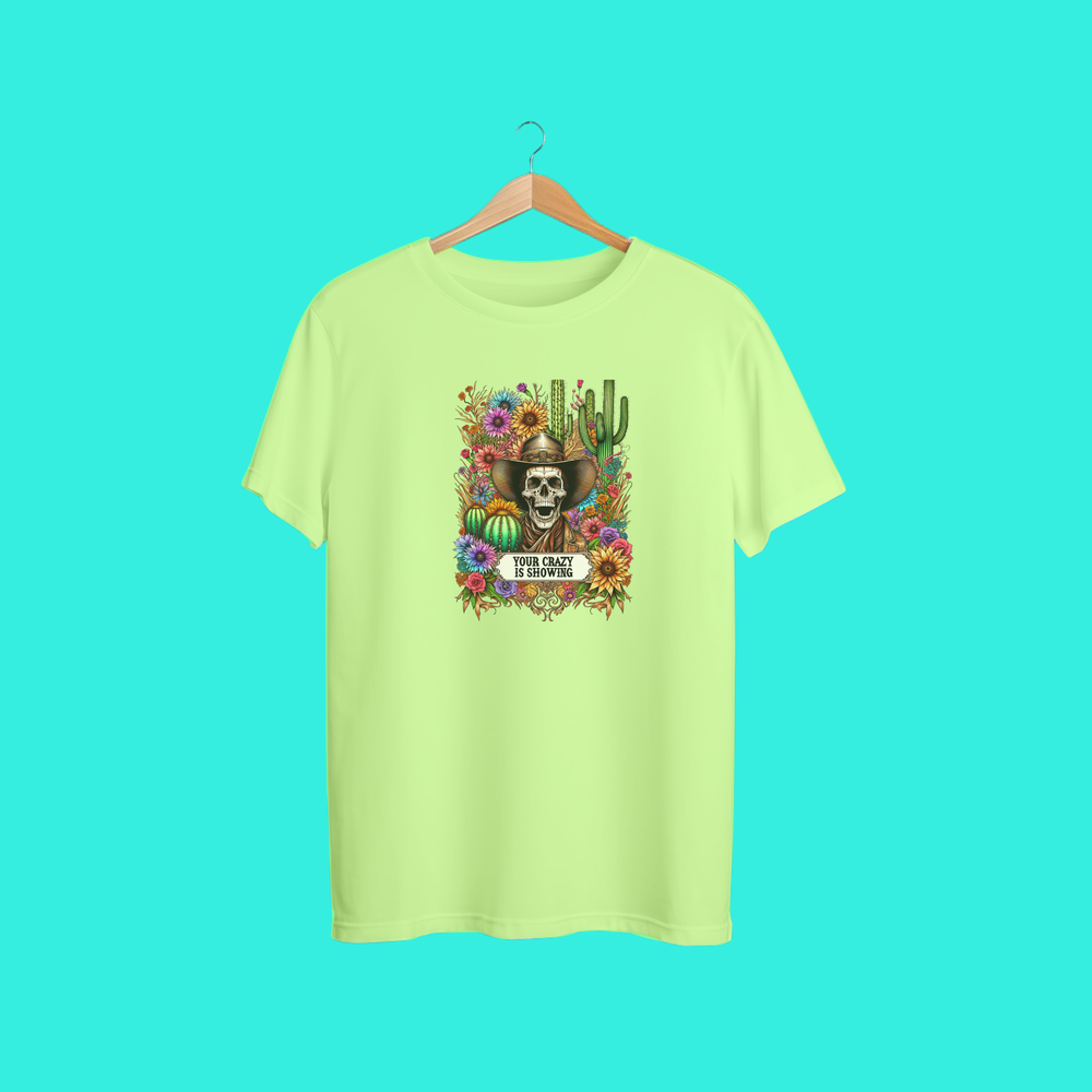 Your Crazy Is Showing — Western Skull &amp; Cactus Floral Tee 🤠💀🌵🌸