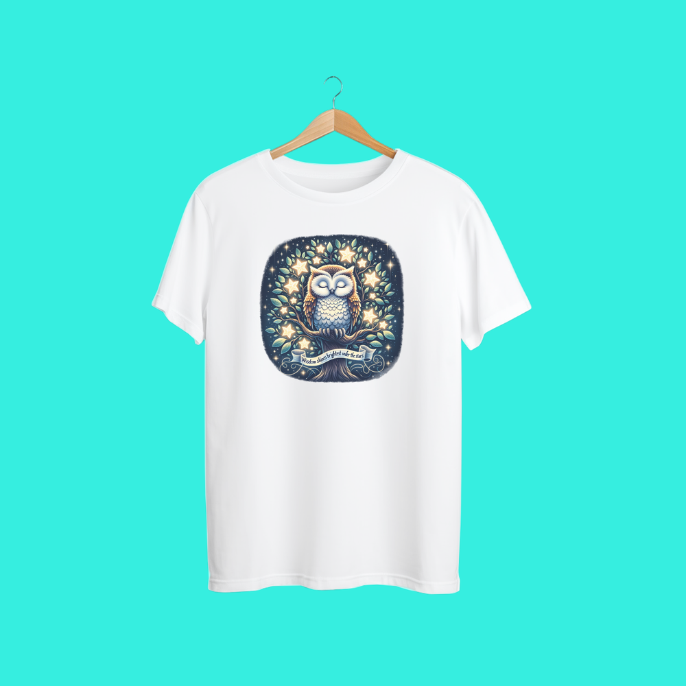 Wise Owl Glow T-Shirt | Mystical Night Owl Graphic Tee for Nature & Animal Lovers
