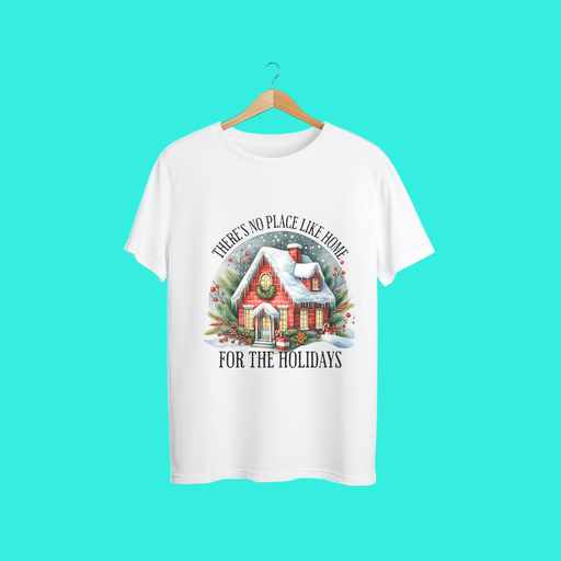 “There’s No Place Like Home for the Holidays Christmas Shirt | Cozy Winter Cottage Tee | Holiday Family Gathering T-Shirt”