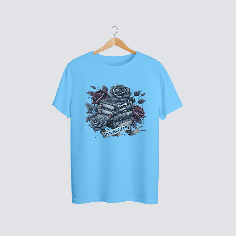 💀📖 Morally Grey Book Club Tee – For Readers Who Love the Dark Side of Fiction 💙