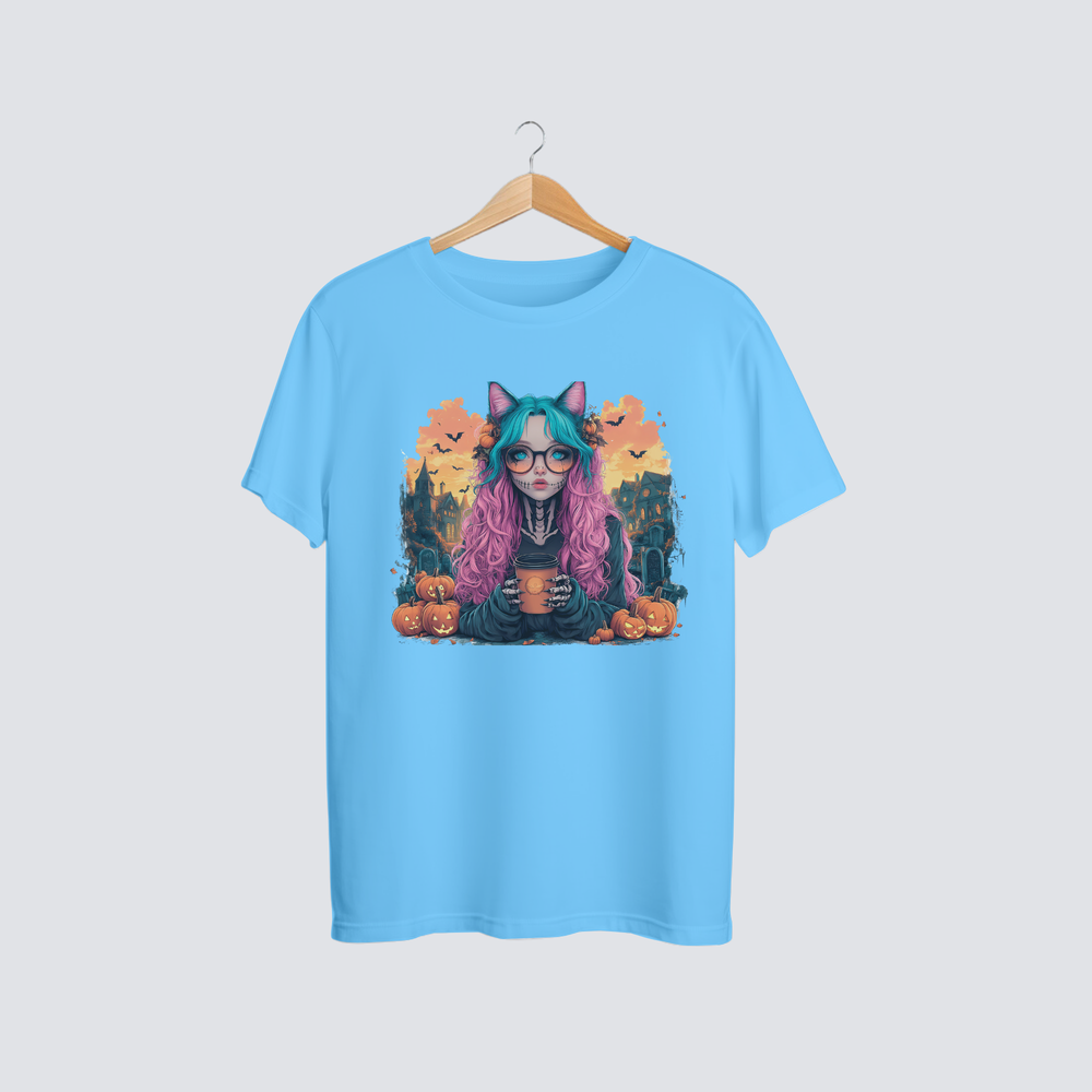 💀☕ “Spooky Sips & Witchy Vibes” Halloween Tee 👻🎃