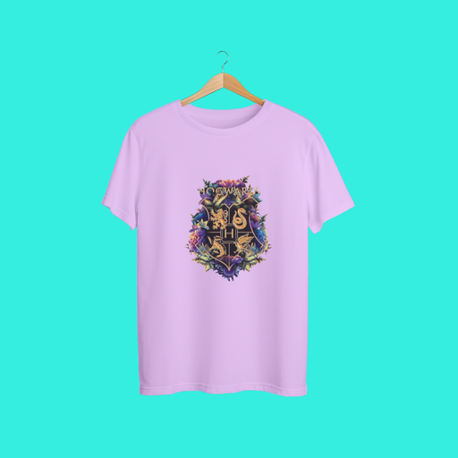 Wizard Academy Floral Crest Tee – Lilac | Unisex Graphic T-Shirt