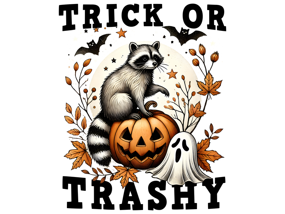 Cute Raccoon Halloween Shirt 🎃 Ghost Pumpkin Fall Graphic Tee